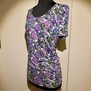 Lush brand floral print top, mostly purple, super soft fabric, size small